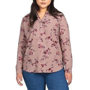 NWT Hilary Radley Women's V-Neck Long Sleeve Floral Blouse Size M $50 UU056